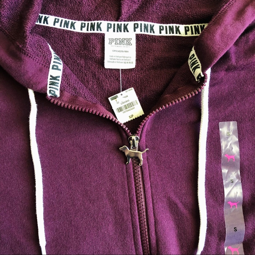 VS PINK Snap Sleeve Perfect Full Zip Hoodie Small - Picture 3 of 7